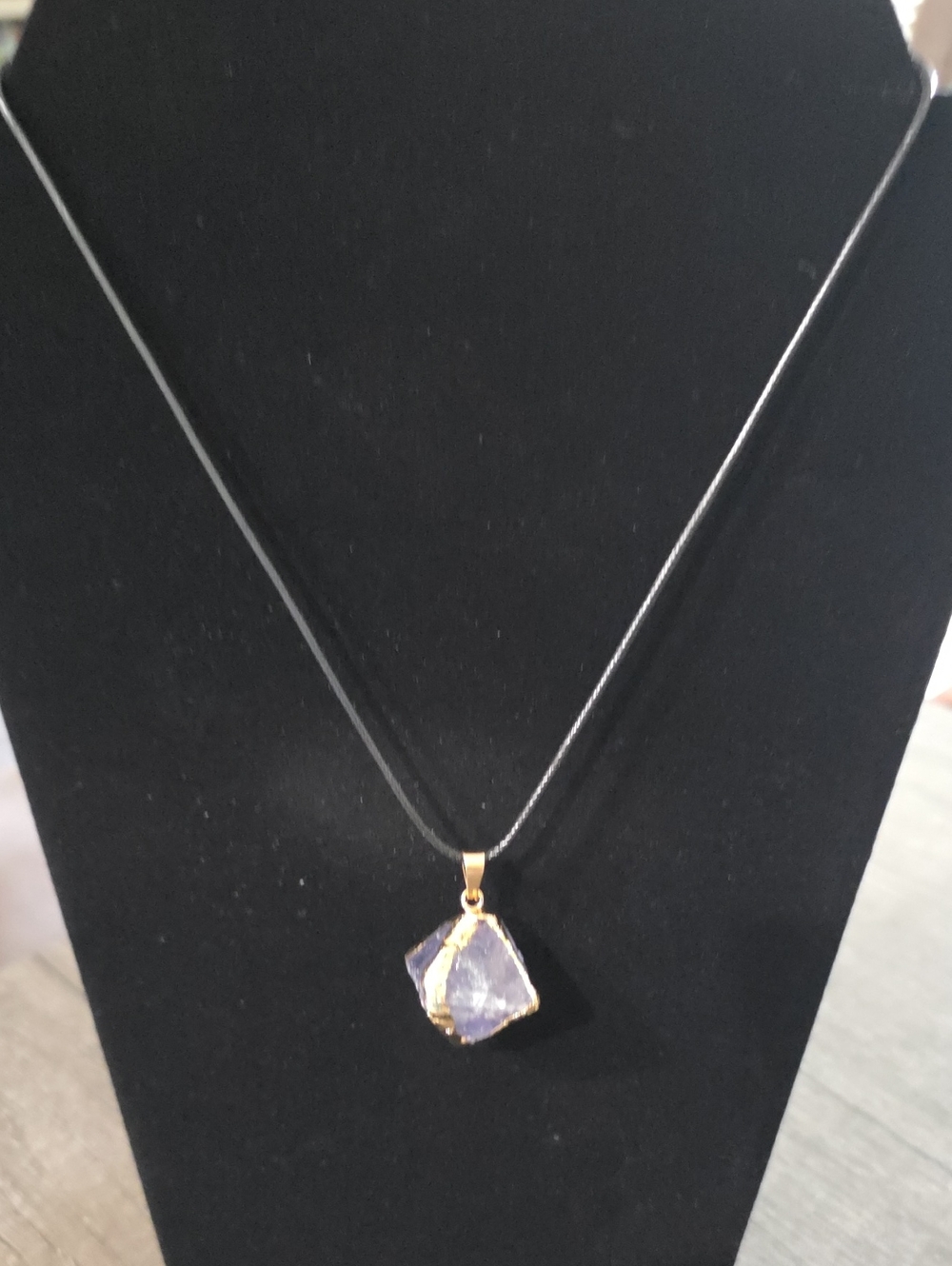 Faceted Purple Crystal Pendant Necklace with Gold Accent